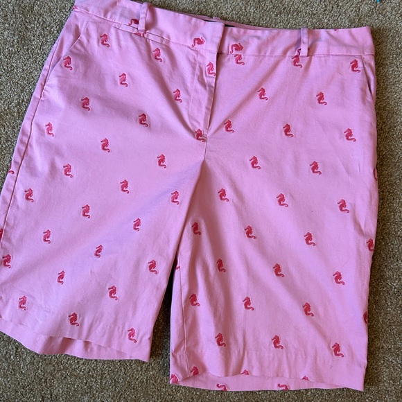 Talbots Pants - Talbots Pink Seahorse Embroidered Women's Chino Bermuda Cotton Shorts